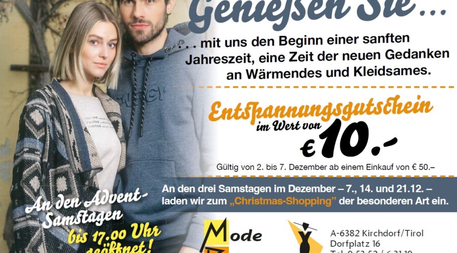 Christmas-Shopping und mehr bei Mode Bendler im Dezember